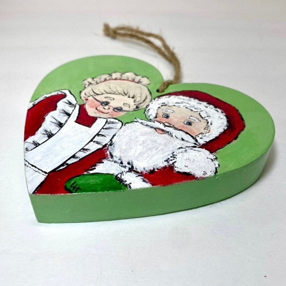 ORIGINAL Hand Painted Santa and Mrs. Claus 1st Christmas Together Tree Ornament - Picture 2 of 8